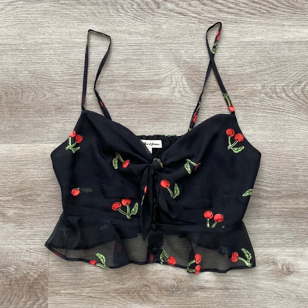 For Love & Lemons Cherry Crop Top